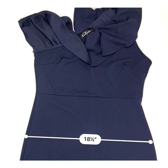 Lulu's Forever Ruffle One Shoulder Trumpet Dress Navy XL Sexy Cruise Date Night‎ - Picture 10 of 13
